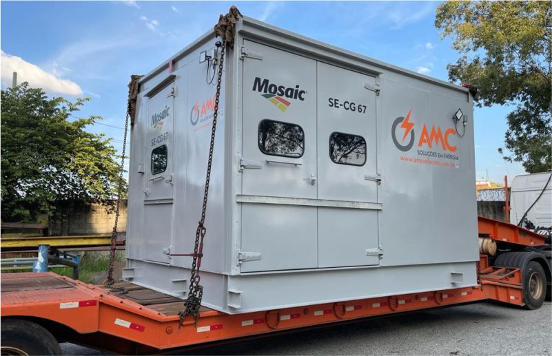 Eletrocentro modular da AMC Soluções em Energia com identificação SE- fornecido para a Mosaic